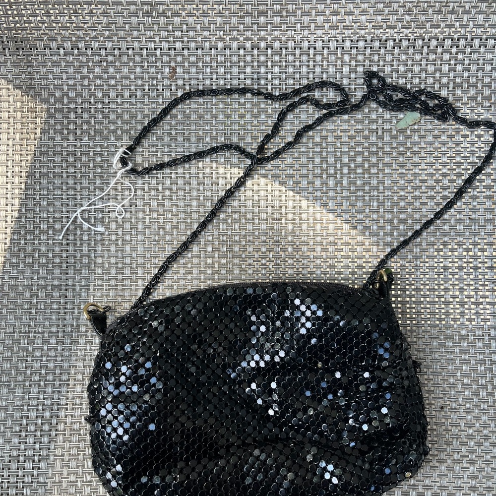 True vintage Black metal Sequin Crossbody Bag